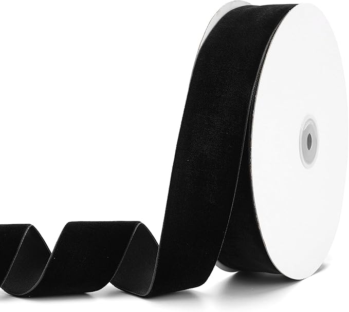 Black Velvet Ribbon 2" x 20Yd,Great for Gift Wrapping,Hair Bows Making, Wreaths,Wedding and Christmas Party Decoration (Black 2")