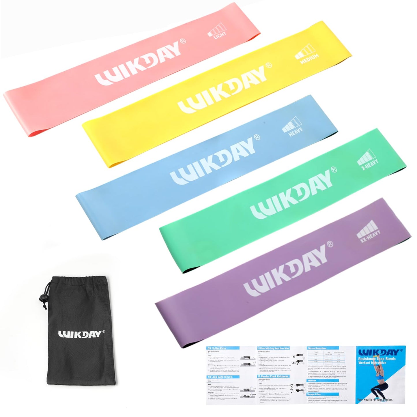 Resistance Bands for Working Out Exercise Loop Bands Workout Bands Set for Men Women Body Stretching, Crossfit Training, Home Workout, Physical Therapy, Booty Legs, Set of 5
