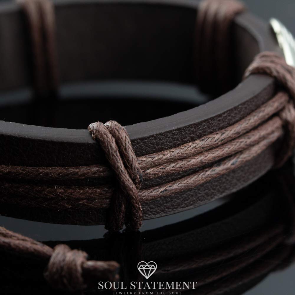 Soul Statement Genuine Leather Wrap Baseball Drip Bracelet for Teens and Men – Adjustable Cord with Stainless Steel Baseball Charm – Athletic Jewelry, Easter Basket Stuffer for Teenagers (Baseball)
