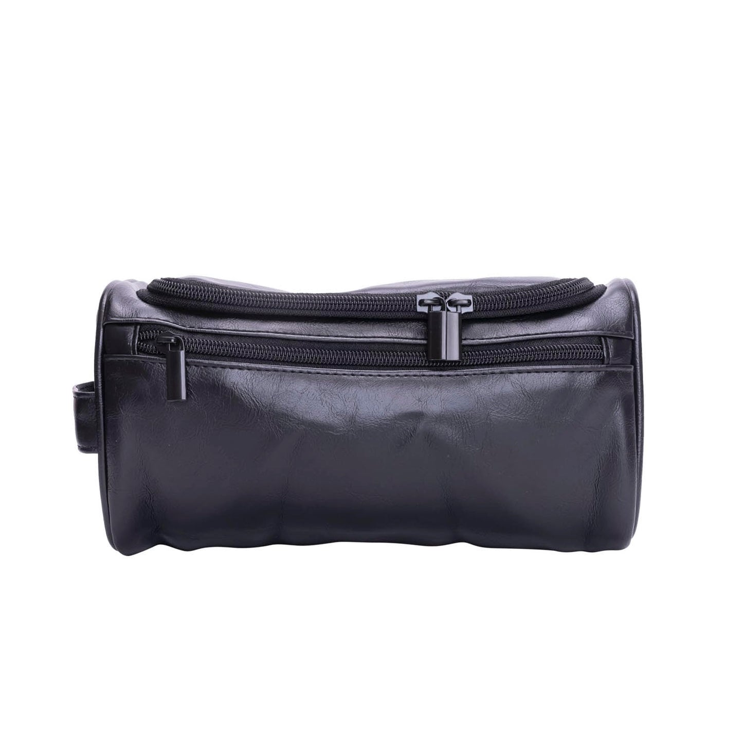 Mad Man Men's Travel Dopp Kit Black Faux Leather Toiletry Bag with Multiple Pockets - Water-Resistant Shaving & Grooming Organizer - (10" x 5.5" x 6")