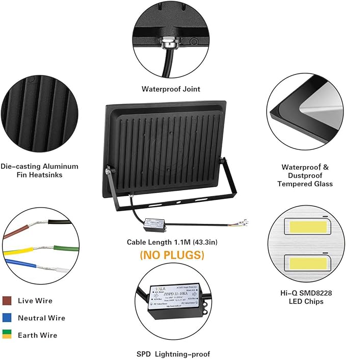 2 Pack 150W LED Flood Light, IP66 Waterproof, 12000lm, 800W Equivalent, Super Bright Outdoor Security Lights, 3000K Warm White, Outdoor Floodlight for Garage, Garden, Lawn and Yard