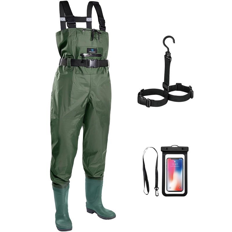 Trudave Chest Waders for Men with Boots, 2-Ply Nylon/PVC Waterproof Fishing & Hunting Waders for Men and Women