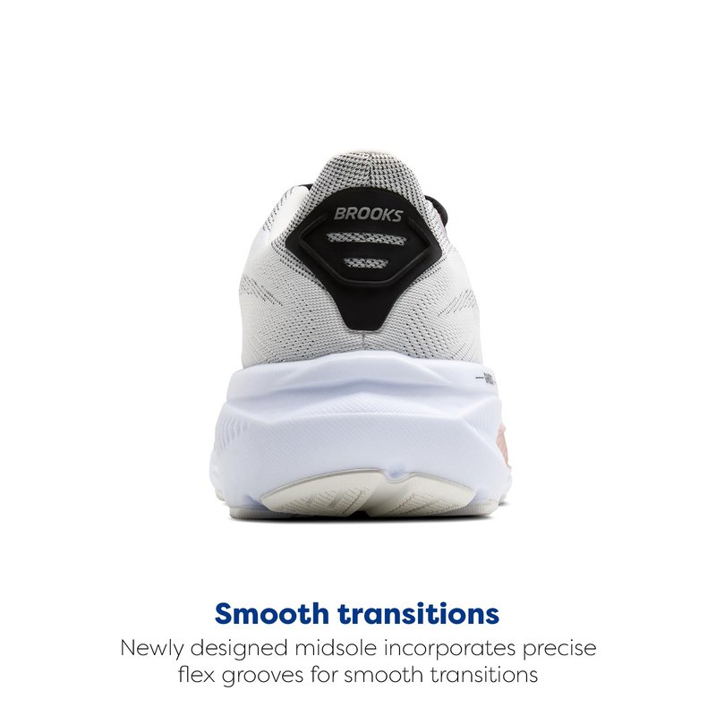 Brooks Women’s Ghost 17 Neutral Running Shoe - White/Black/Rose Gold - 6.5 Medium