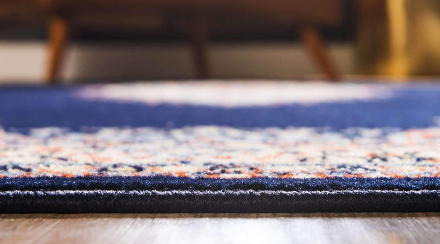 Unique Loom Reza Collection Traditional Persian Style Area Rug, 6 x 9 ft, Navy Blue/Ivory