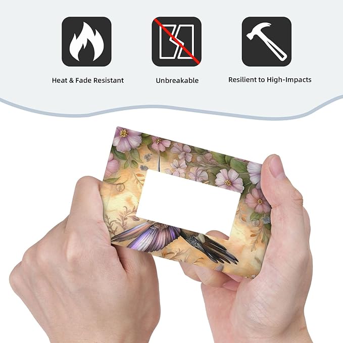 Decorative Art Light Switch Covers Blossom & Hummingbird 1 Gang Rocker Outlet Decorative Switch plate Faceplate GFCI Light Switch Covers for Home Decor