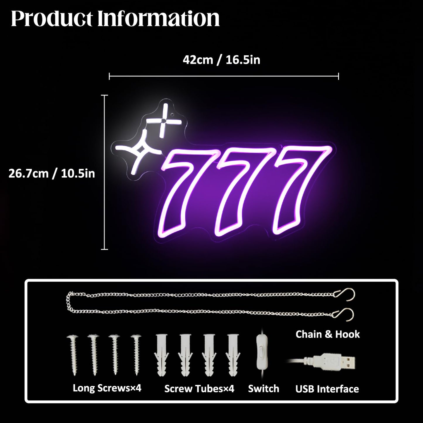 Purple 777 Neon Sign Angel Number Neon Lights Signs Lucky Number Seven LED Neon Signs for Wall Decor White Star Neon Wall Sign 777 Light Up Sign for Bedroom Dorm Birthday Party Y2k Room Decor