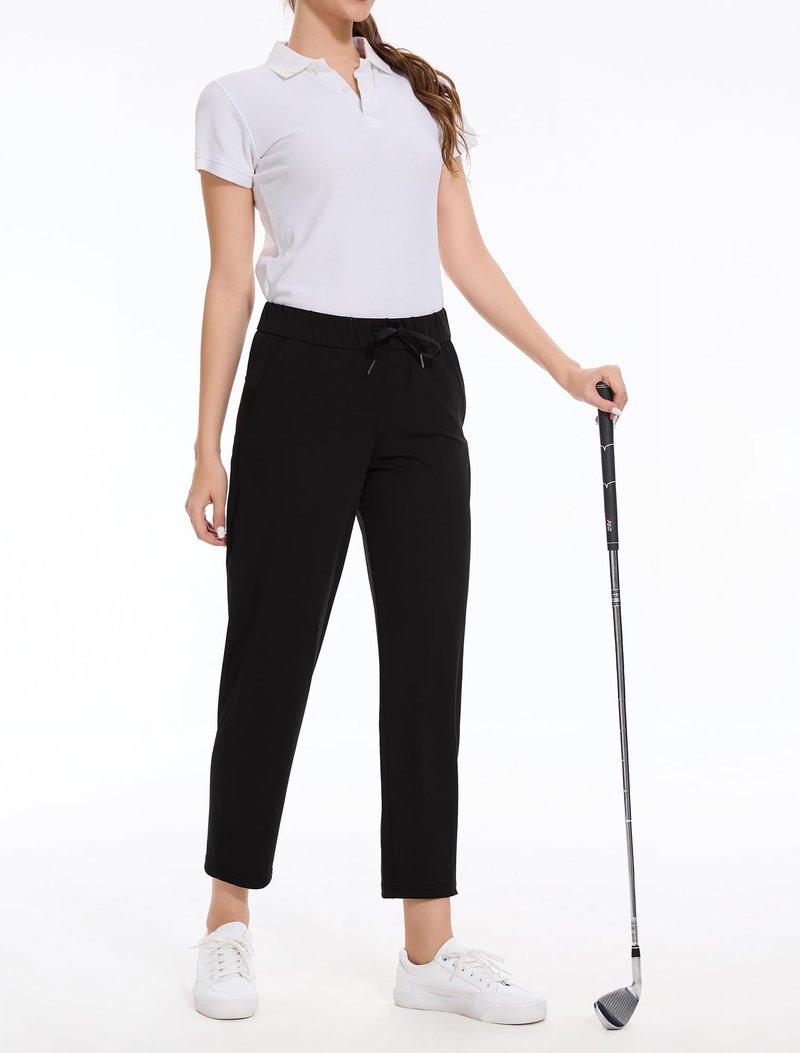 Orrstarry 2 Pack Women's Golf Pants with Deep Pockets Stretch 7/8 Ankle Sweatpants for Athletic, Work, Travel, Lounge Black/Navy Blue L