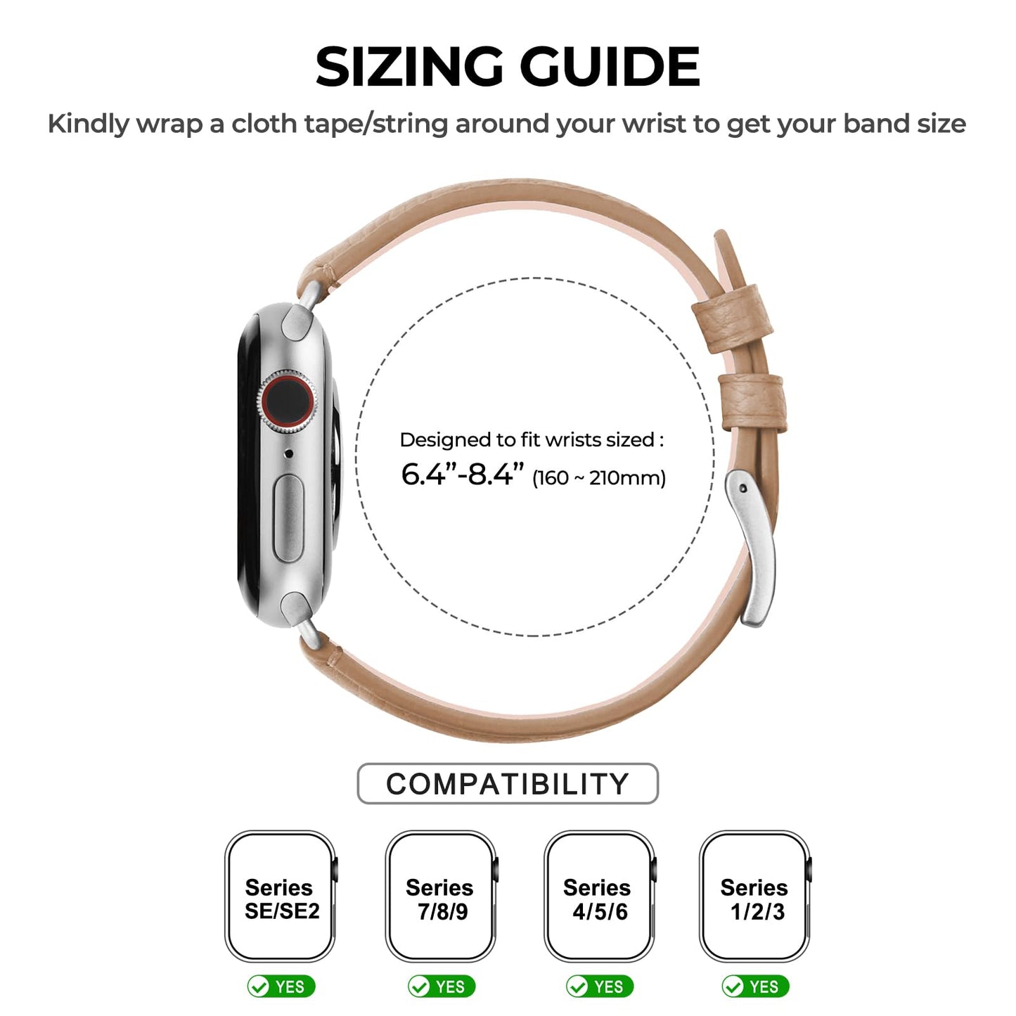 HANDODO Italian Genuine Leather Band Women for Apple Watch Series 11 10 9 8 7 6 5 4 3 2 1 SE SE2, SGS Certified Dressy Bracelet Cute Strap for iWatch 38mm 40mm 41mm 42mm, Camel