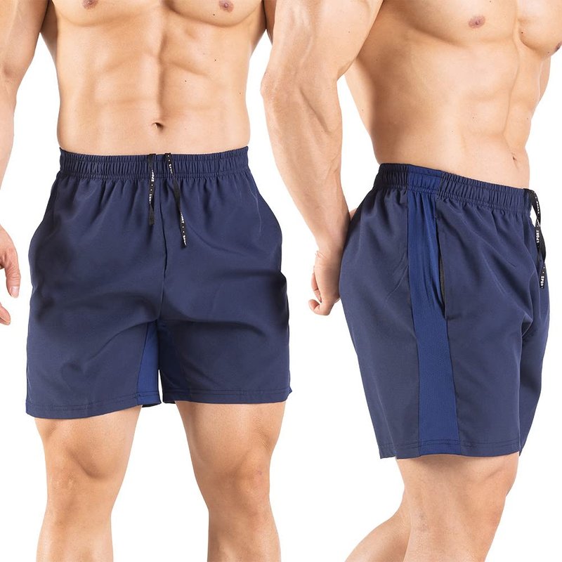 Gaglg Men's 5" Running Shorts 2 Pack Quick Dry Athletic Workout Gym Shorts with Zipper Pockets Black/Navy,XX-Large