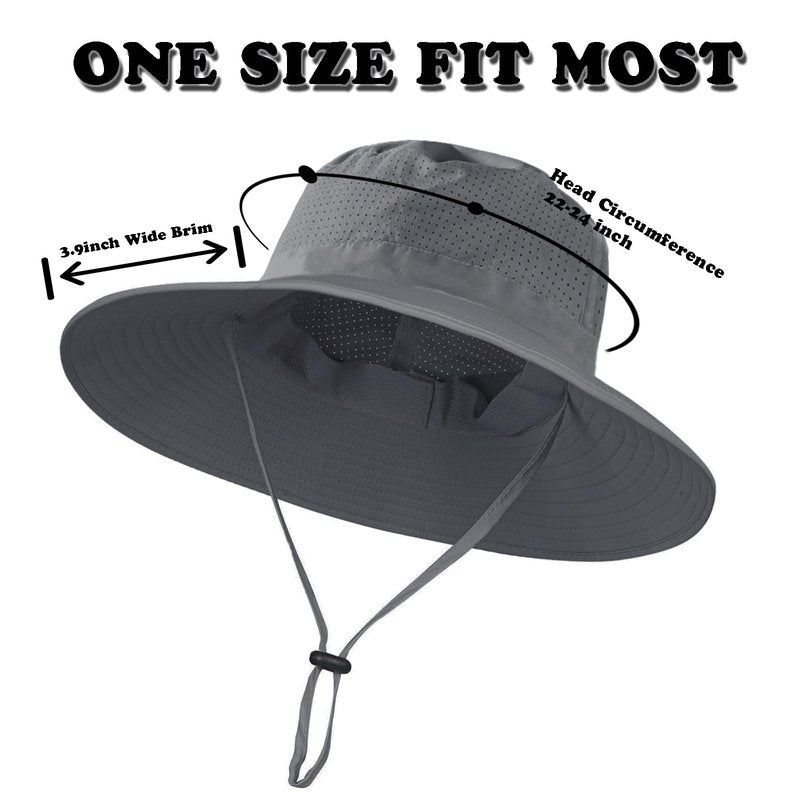 Rosoz Sun Hat for Men Women Cooling Boonie Hats Breathable Wide Brim Fishing Bucket Hat Beach Hat Safari Hiking Garden Summer UV Protection Black