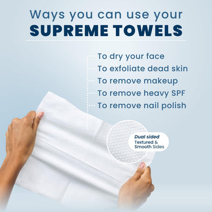 Clean Skin Club Clean Towels XL®, 100% USDA Biobased Face Towel, Disposable Face Towelette, Eczema Association Accepted, Makeup Remover Dry Wipes, Ultra Soft, 1 Pack, 50 Ct
