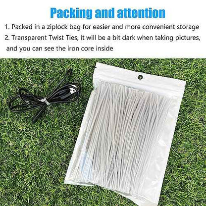 500 Pack 6 Inch Clear Plastic Twist Ties - Reusable Twisty Ties for Cords, Garbage Bags, Gardening and More - Durable, Flexible and Coated for Long-Lasting Use