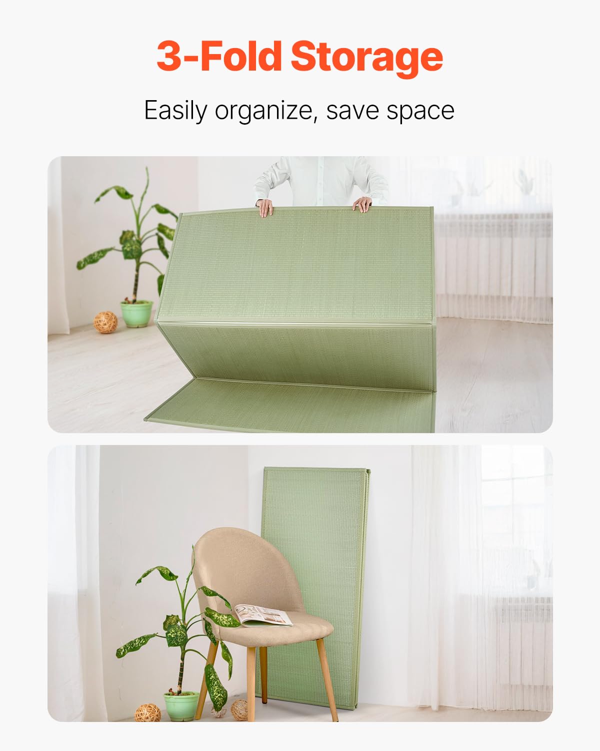 VEVOR Japanese Tatami Mat, Full XL - 55'' x 80'' Foldable Tatami Mattress 100% Natural Rush Grass, Japanese Floor Mat with Non-Slip Backing & Fresh Scent, Tatami Rug for Sleeping, Meditation, Yoga