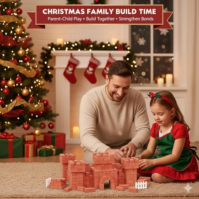 Knight Bricklayer Brick and Mortar Construction Set Clay Mini Bricks &amp Cinder Blocks DIY Mini House Kit STEM Building Toy Kids Brick Mortar Set Reusable Blocks Ages 8+ Birthday Gift