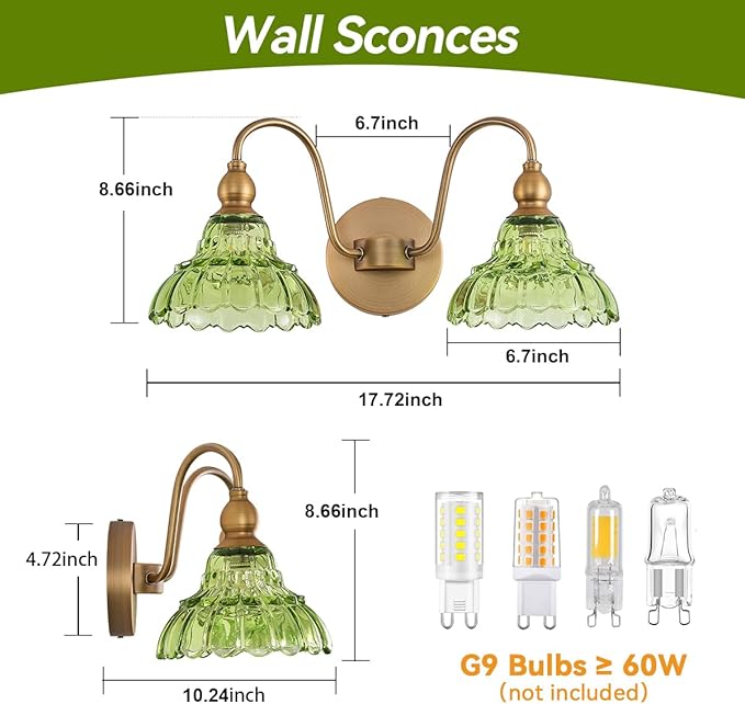Vintage 2 Light Bathroom Vanity Light Bedroom Green Wall Sconces Vanity Lighting Fixtures Hallway Wall Light Fixtures Bathroom Lighting fixtures Over Mirror