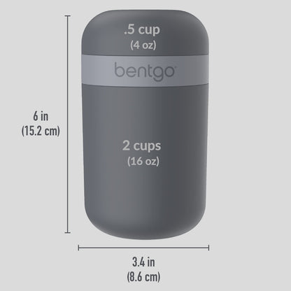 Bentgo Snack Cup - Reusable Snack Container with Leak-Proof Design, Toppings Compartment, and Dual-Sealing Lid, Portable & Lightweight for Work, Travel, Gym - Dishwasher Safe (Dark Gray)