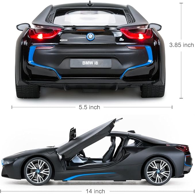 RASTAR Remote Control Car 1:14 BMW i8 Radio Remote Control Racing RC Toy Car Model Vehicle Open Doors by RC MattBlack