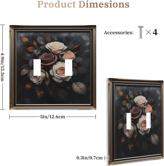 Decorative Art Light Switch Covers Elegant Rose Bouquet Art 2 Gang Double Toggle Wall Plate Decorative Switchcover Electrical Switchplate for Home Decor