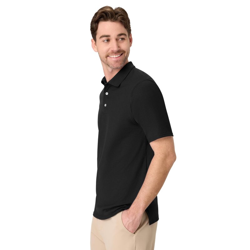 Hanes mens Short Sleeve X-temp Performance Polo fashion t shirts, Black, Large US