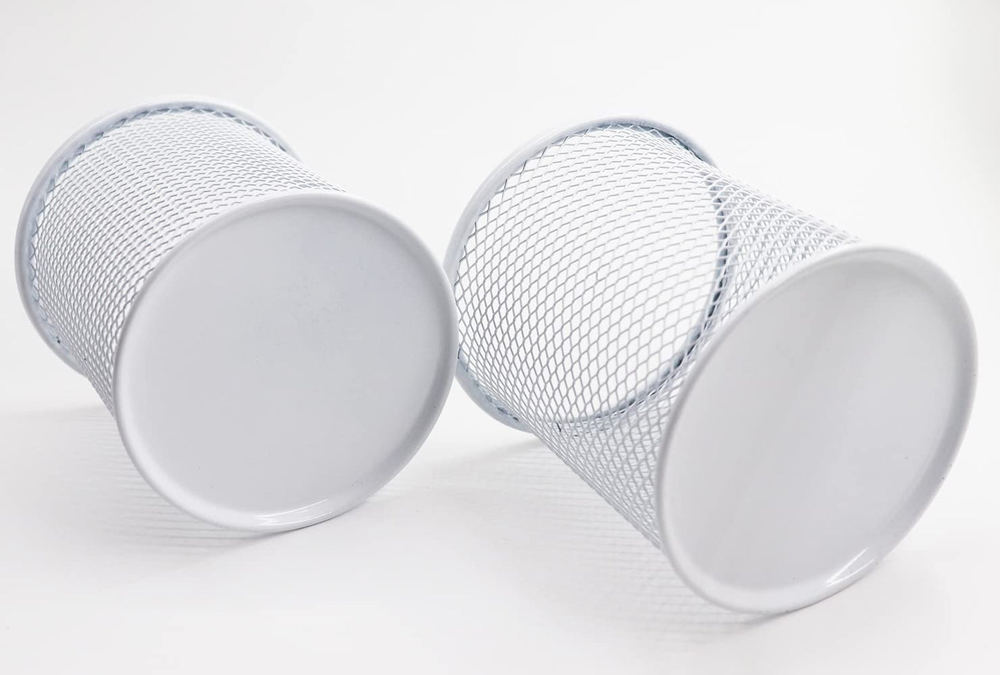 SNOW COOLER Pen Holder Mesh Pencil Holder Metal Pen Holder Cup Pencil Cup Holder for Desk Office Pen Organizer White, 4 Pack