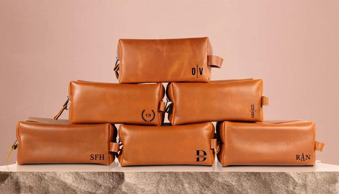 Luxe-Range Personalized Full-Grain Leather Toiletry Bag, Groomsmen Gift, Christmas Presents, Travel Kit For Men