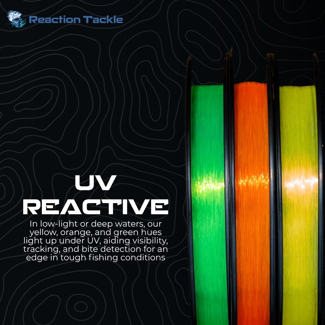 Reaction Tackle Monofilament Fishing Line - Premium Nylon Mono Line, Strong & Abrasion-Resistant, Low Memory for Smooth Long Casts - Freshwater & Saltwater - Hi Vis Orange | 17lb (1000 Yards)