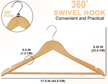Utopia Home Premium Wooden Hangers 30 Pack - Durable & Slim Coat Hanger - Suit Hanger with 360-Degree Rotatable Hook - Wood Hangers with Shoulder Grooves (Natural Color)