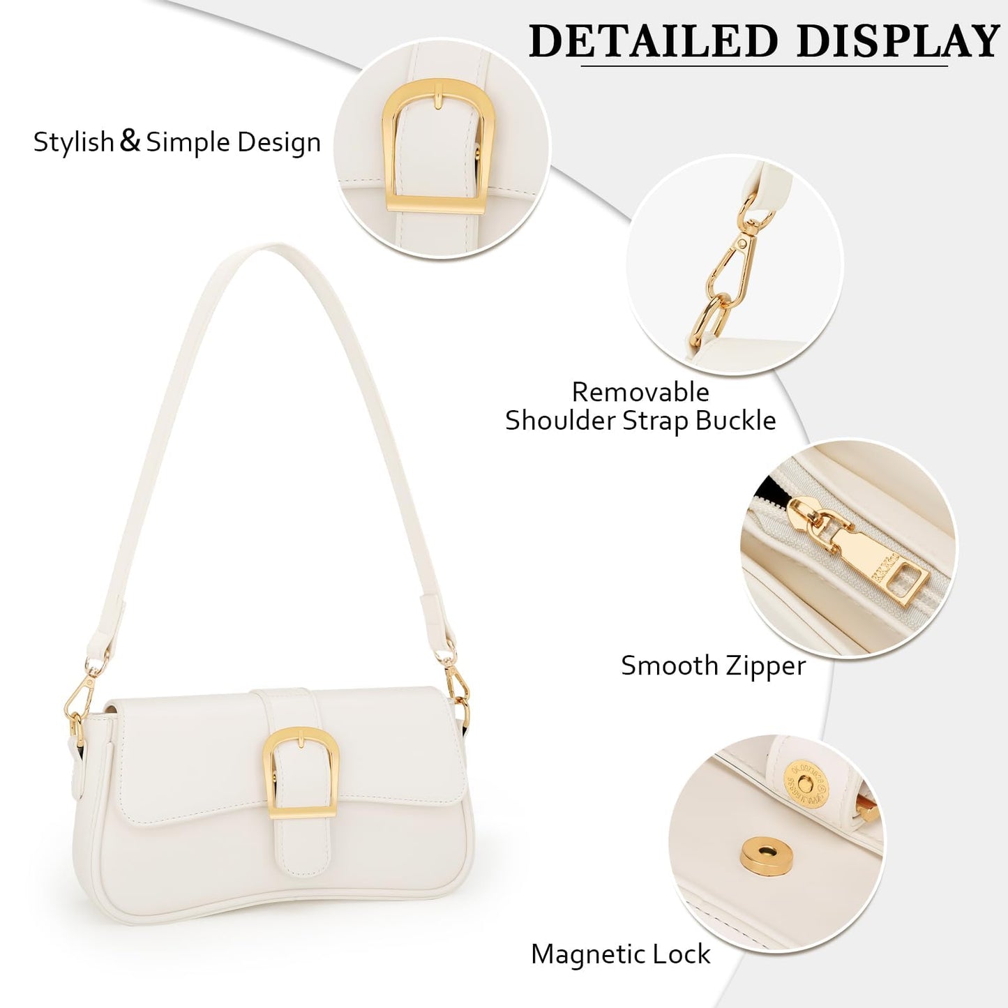 KKXIU Small Shoulder Bag for Women - Cute Handbags Purses for Women, Trendy Leather Clutch with Removable Strap