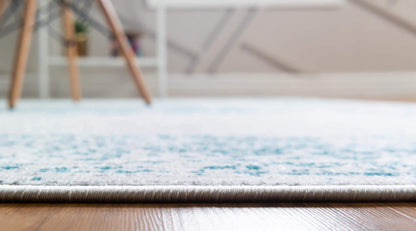 Unique Loom Aarhus Collection Vintage Border Area Rug (8' 0 x 10' 0 Rectangular, Cream/Teal)