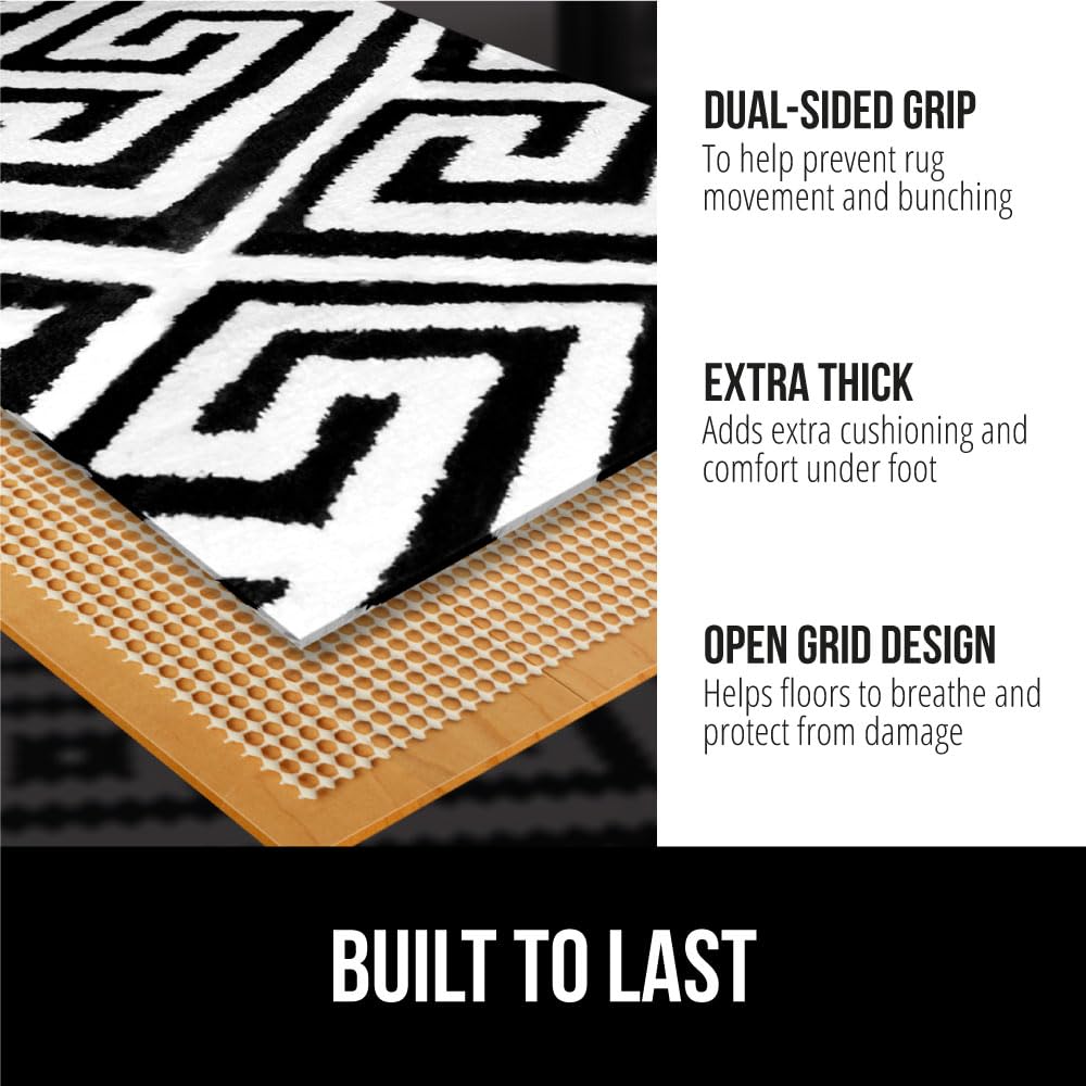 GORILLA GRIP® Strong Rug Pad Gripper, 4x6 FT, US Designed, Grips Help Keep Area Rugs Safe and in Place, Slip and Skid Resistant Pads for Hard Floors, Under Carpet Mat Cushion and Hardwood Protection