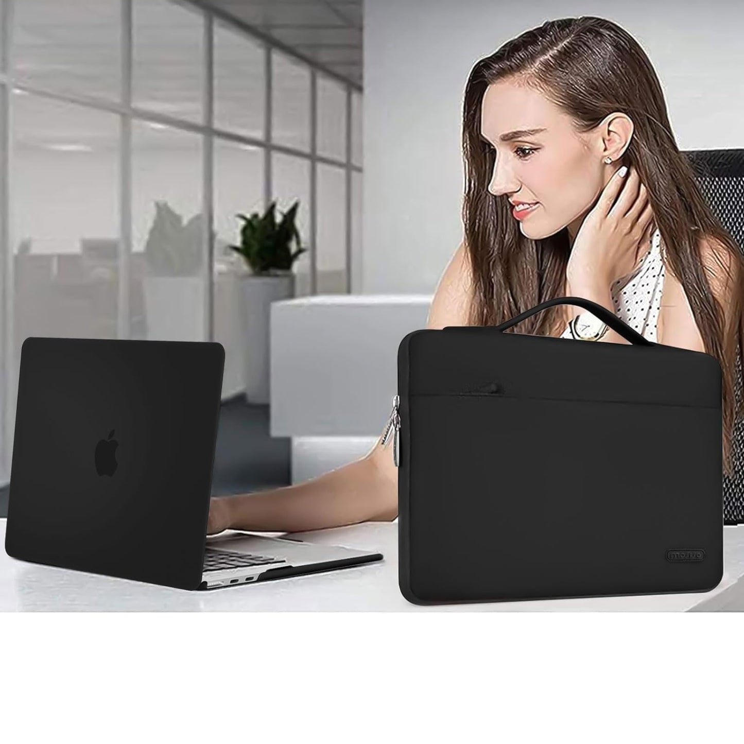 MOSISO Compatible with MacBook Air 13 inch Case M5 2026 M4 2025 M3 M2 2024-2022 A3449 A3240 A3113 A2681,Hard Shell&Sleeve Bag&Keyboard Skin&Webcam Cover&ScreenFilm for MacBook Air 13.6, Black