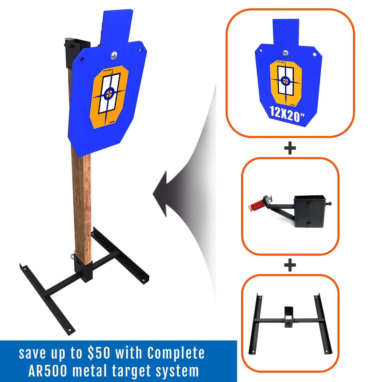 ATFLBOX 1/2 inch Thick AR500 Steel Target Stand System