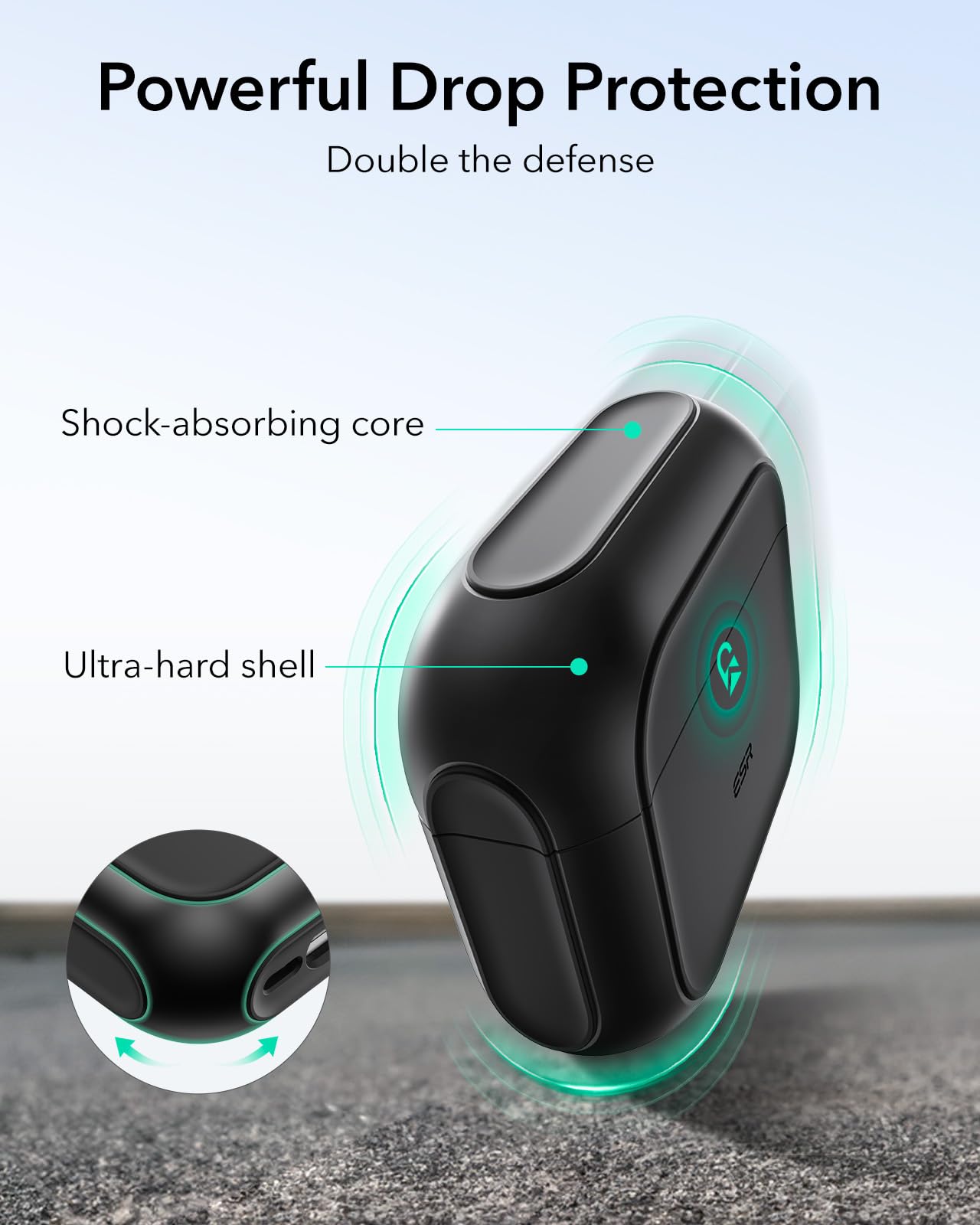 ESR for AirPods 4 Case, Compatible with AirPods 4th Generation Case (2024) (USB-C), Compatible with MagSafe, Drop Protection Cover with Lanyard, Magnetic Lid Lock, Orbit Hybrid Series, Black