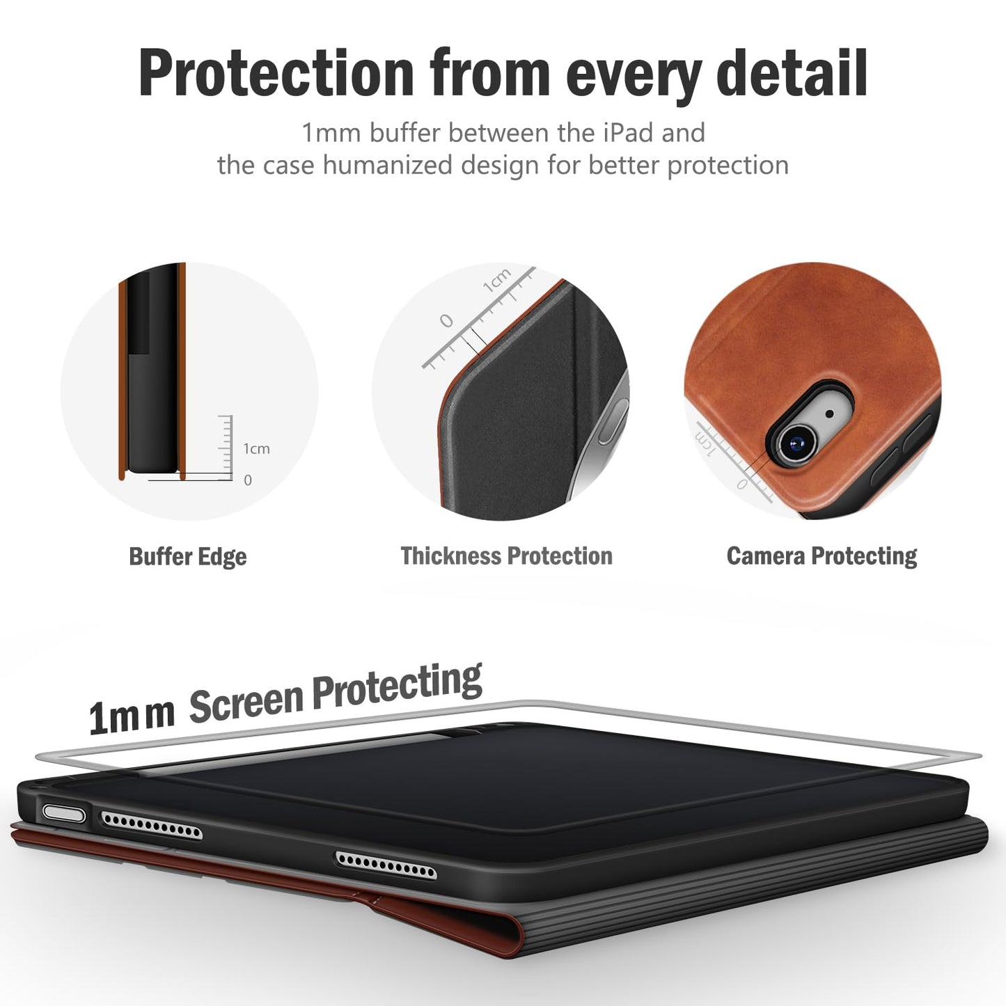 Antbox for iPad Air 13 Inch Case 2026 M4 /2025 M3 /2024 M2, Built-in Pencil Holder, Fully Supports Pencil Pro and Pencil (USB-C), Auto Sleep/Wake Function PU Leather iPad Air 13'' Cover (Brown)