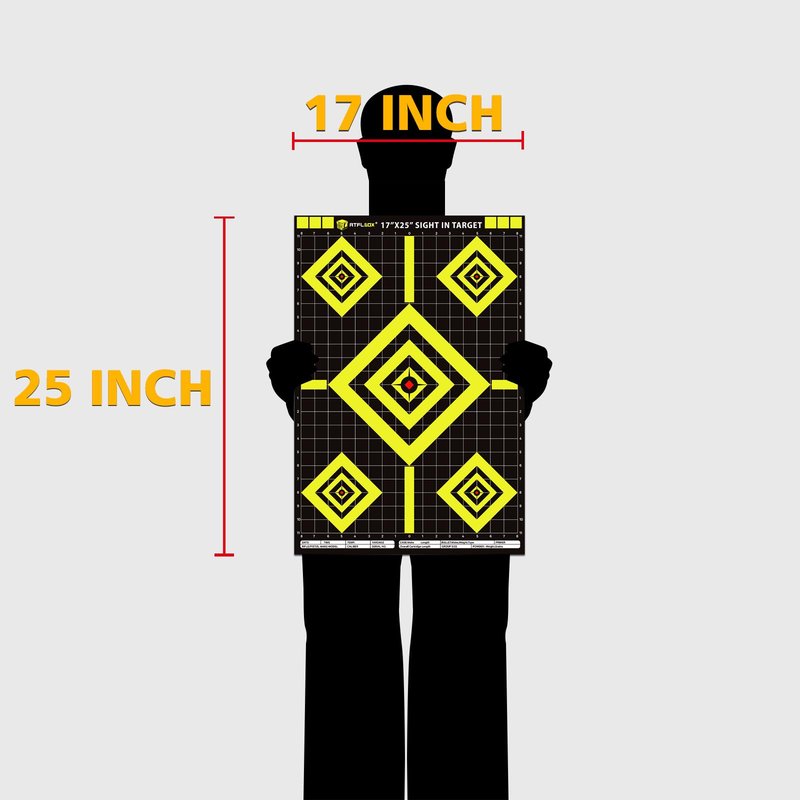 Atflbox Sight in Shooting Range Paper Target, 17X25 Inch High Visibility Target Paper for Indoor and Outdoor Shooting Practice, Suitable for Handgun, Pistol, Rifle, Airgun, Pellet BB Gun (25 Pack)