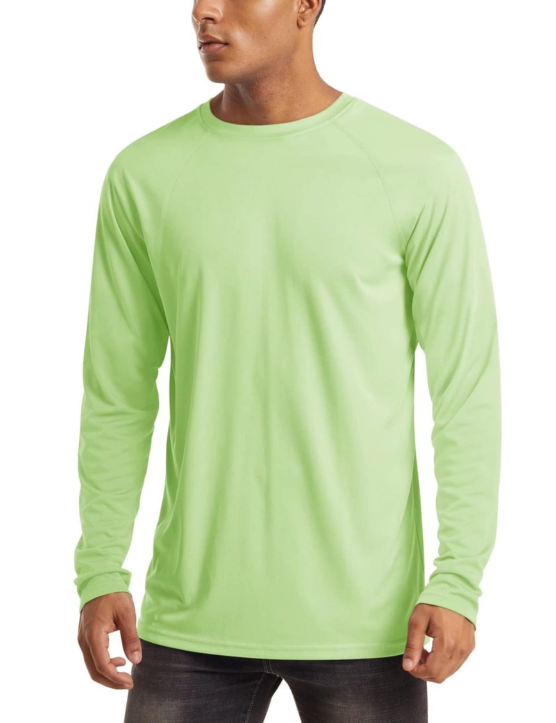 MAGCOMSEN Quick Dry Shirts for Men UPF 50 Long Sleeve UV Protection Shirts Athletic T-Shirt Rash Guard Hiking Shirt UV Shirts Light Green