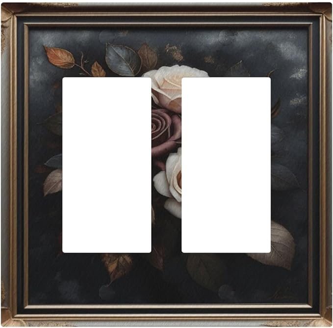 Decorative Art Light Switch Covers Elegant Rose Bouquet Art 2 Gang Dual Rocker Outlet Switch plate Faceplate GFCI for Home Decor