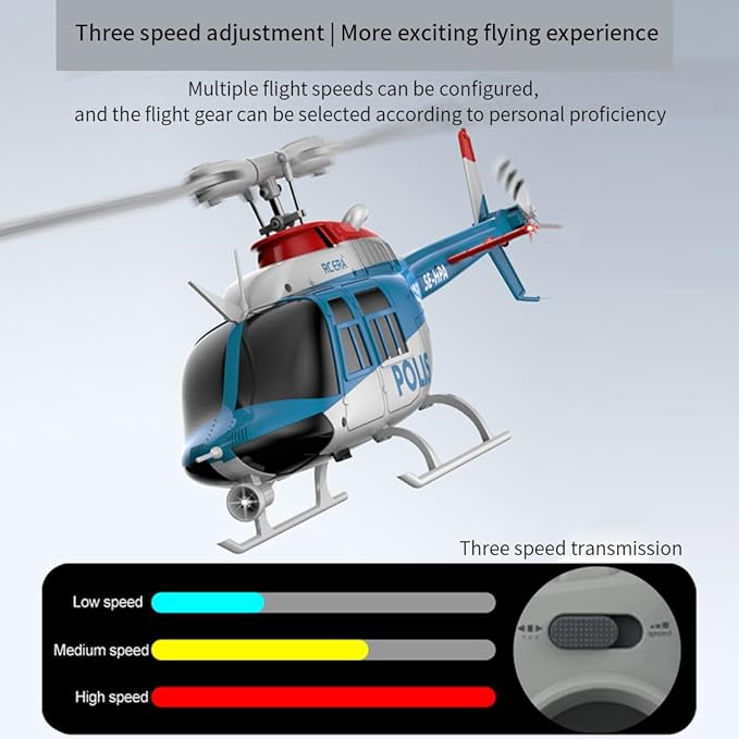 RC ERA 1/33 Scale C138 Pro Bell 206 RC Helicopter 2.4G 6CH 6-Axis Gyro Flybarless Heli with Optical Flow Upside Down 3D Rolling One-Key Takeoff(3 Battery)