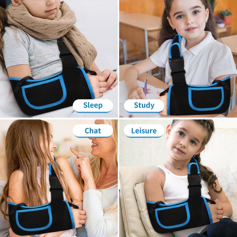 Kids Arm Sling Shoulder Immobilizer, Adjustable Rotator Cuff Support Brace, Fit Left or Right, Breathable Mesh Medical Slings for Elbow, Clavicle and Wrist Injury, Forearm Fracture, Surgery Recovery