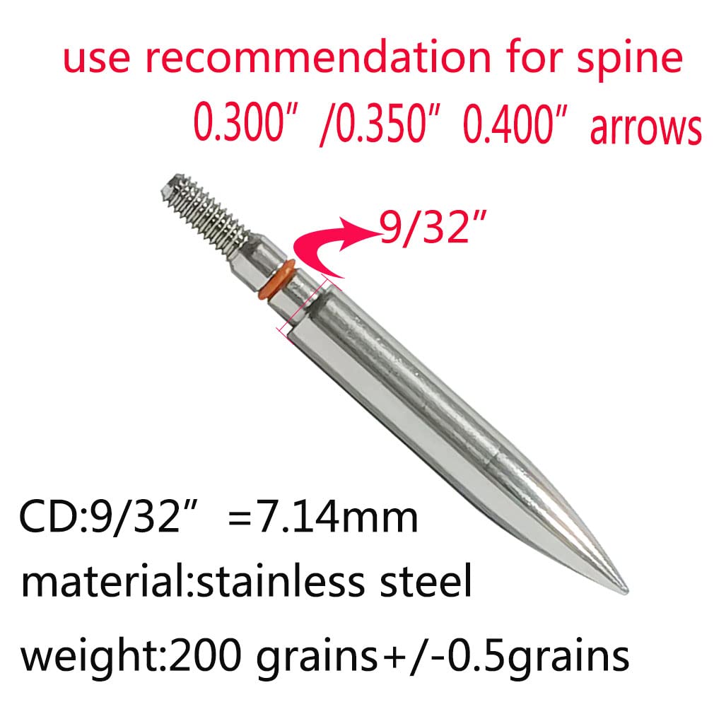 Field Points arrowheads 200 Grains Archery Field Points, 9/32 Stainless Steel Screw in Archery Field Tips and Broadheads (1 Dozen A Grain 2.9x2.3x0.6