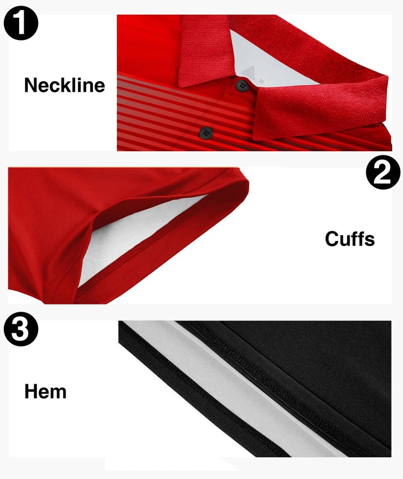 ZITY Mens Golf Shirt Short Sleeve Sport Moisture Wicking Performance Print Golf Polo Shirts for Men Collared Casual T-Shirt Red White Black XX-Large