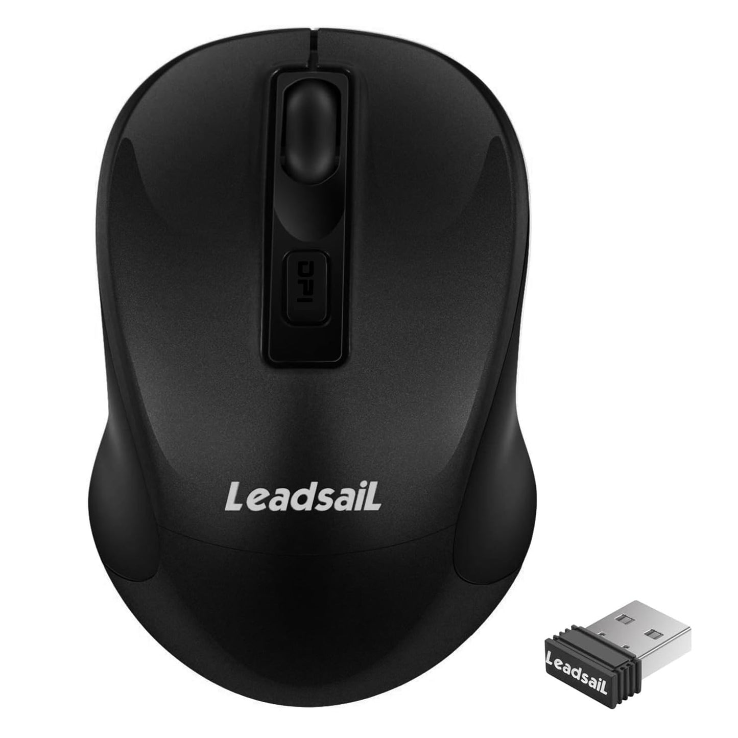 LeadsaiL Wireless Computer Mouse, 2.4G Portable Slim Cordless Mouse Less Noise for Laptop Optical Mouse with 4 Buttons for Laptop, Desktop, MacBook