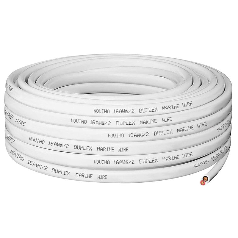 16 Gauge Marine Wire 16 AWG Duplex Marine Grade Wire,100ft Tinned Copper Oxygen-Free Insulated Red& Black Electrical Cable for Boat/Automotive/RV/Camper/Trailer