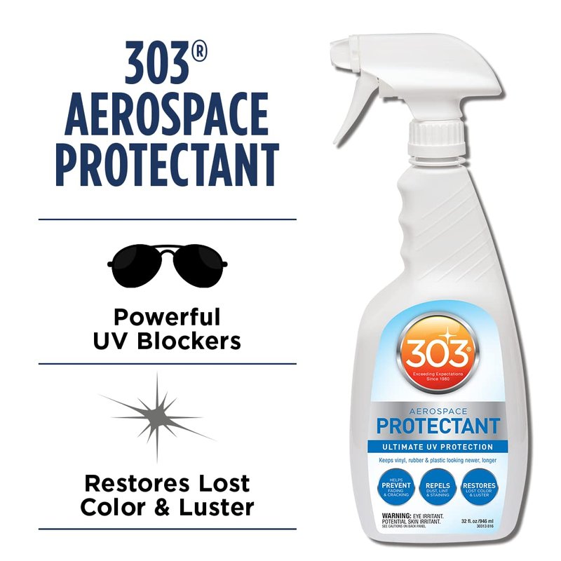 303 Products Aerospace Protectant Spray, UV Protection for Outdoor Surfaces – Protects Vinyl, Plastic & Rubber, Repels Dust & Dirt, Matte Finish, 32 oz