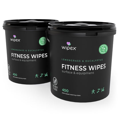 Wipex Yoga Mat Cleaner Wipes - Plant-Based Lemongrass, Eucalyptus & Vinegar Wipes for Gym & Fitness Equipment & All Purpose Gym Cleaning - Safe for Peloton Bikes & Treadmills - 400 Count