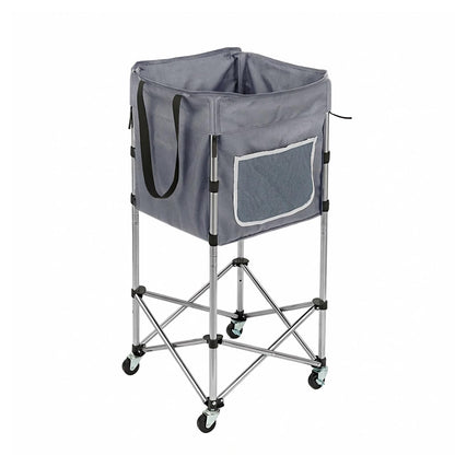 TAIALPHAYI 35.9" Tall Laundry Cart with Wheels, No-Bend Rolling Laundry Basket, Stable Stainless Steel Frame, Collapsible Laundry Hamper for Bathroom, Dorm & Bedroom, 600D Washable Bag – Grey