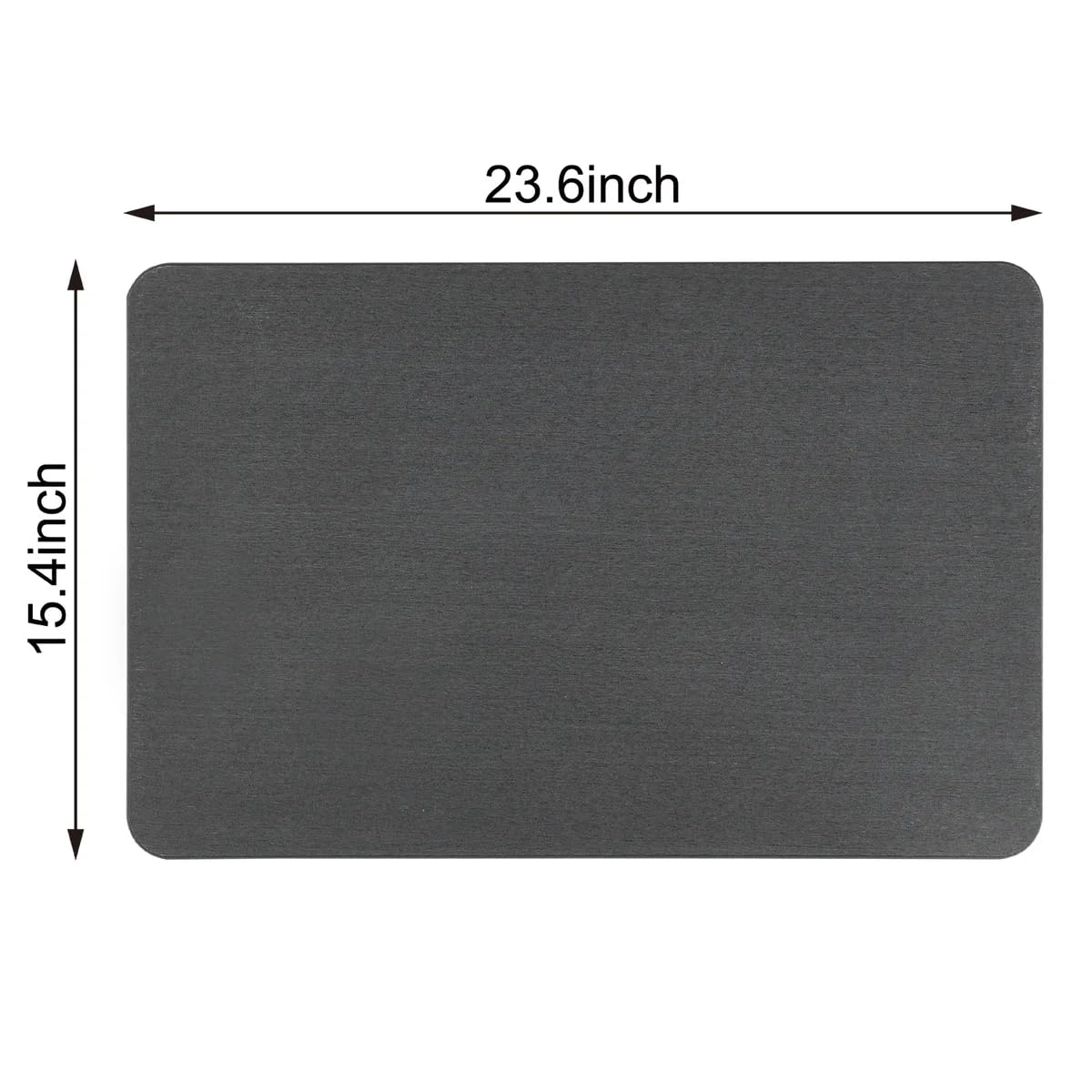 J&V TEXTILES Stone Bath Mat Diatomaceous Earth Shower Mat Non-Slip Super Absorbent Diatomite Stone Mats for Bathroom Floor Quick-Drying Easy to Clean (24''*15'') (Matte Black)