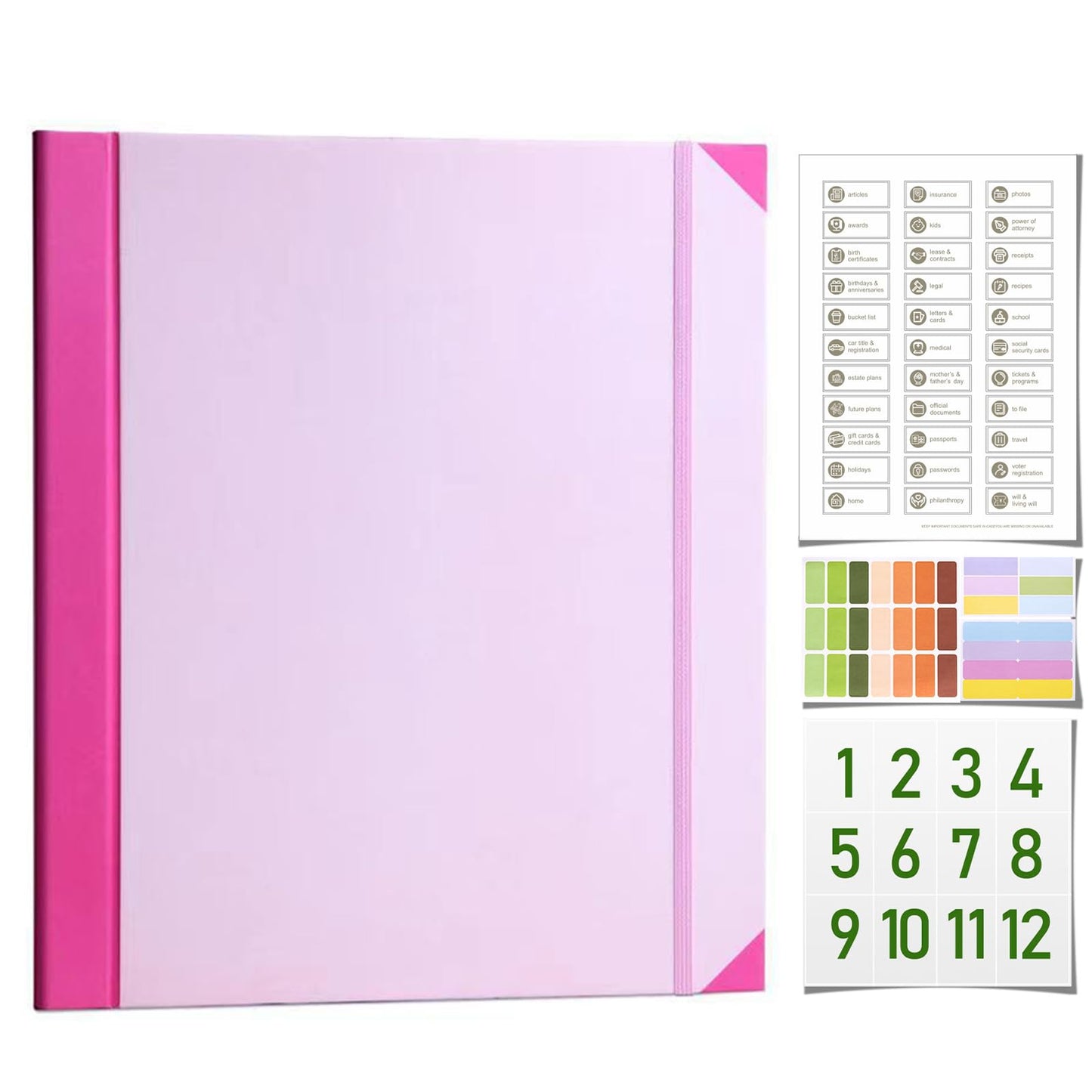 The Life Book Document Organizer - Binder for Important Documents, Document Organizer Foliofor Bills Checks Birth Certificates etc (Pink)