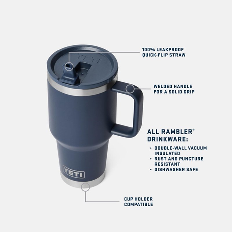 YETI Rambler 30 oz Travel Mug with Flip Straw Lid – Stainless Steel, Vacuum Insulated, Leakproof, Cup Holder Friendly, Tropical Pink