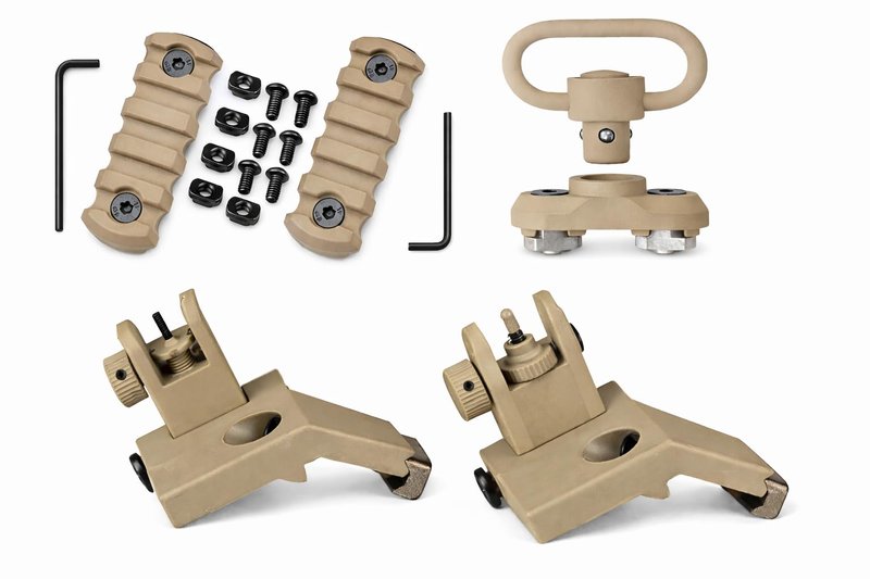 5 Slots Rail Section for M Lok Five Slots Rail Picatinny Rail Set of 2 Pieces Mlok Rail Red (Pack of 2-5 Slots & Flip Up Sights, Attachment)